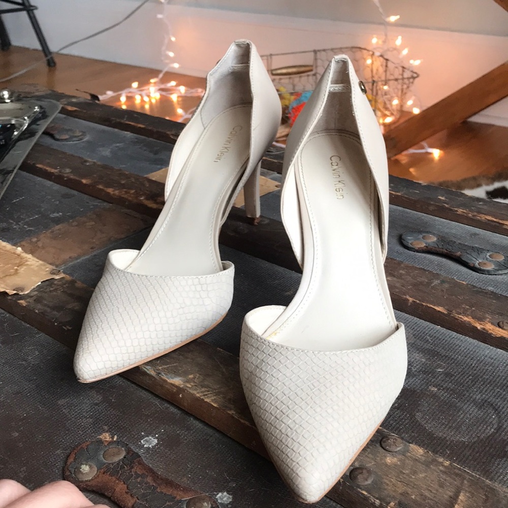 Calvin Klein Cream Seude and Leather Heels